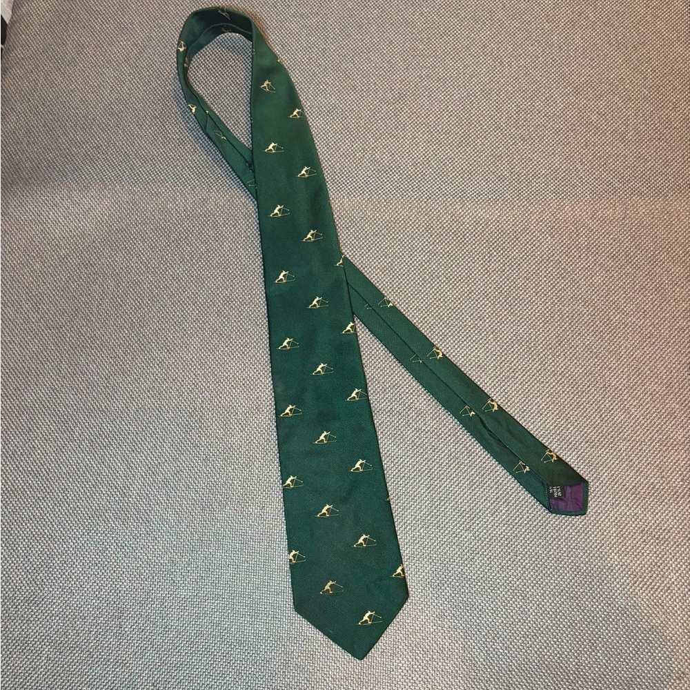 TALBOTS classic hunter green beige winter ski skier tie. 55”